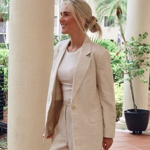 Talbots 100% IrishLinen Stone-TanLeisure BLAZER